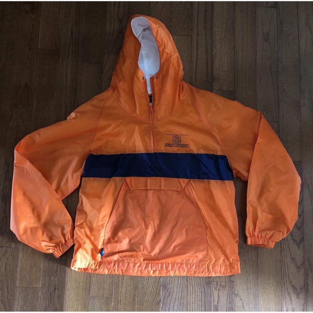 Vtg Auburn University Windbreaker Rain Jacket Orange Storm Duds Unisex Large
